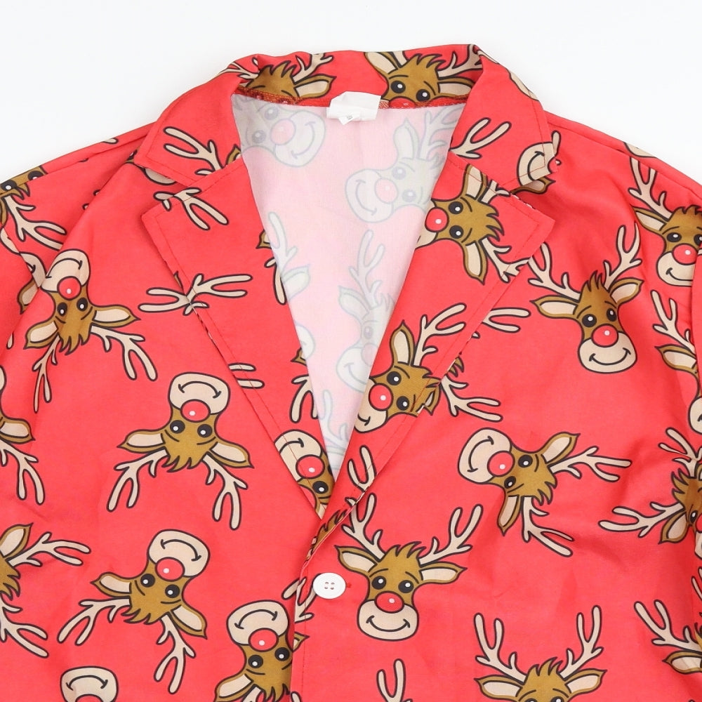 Wicked Costumes Mens Red Polka Dot  Jacket Blazer Size XL  - Christmas Reindeer