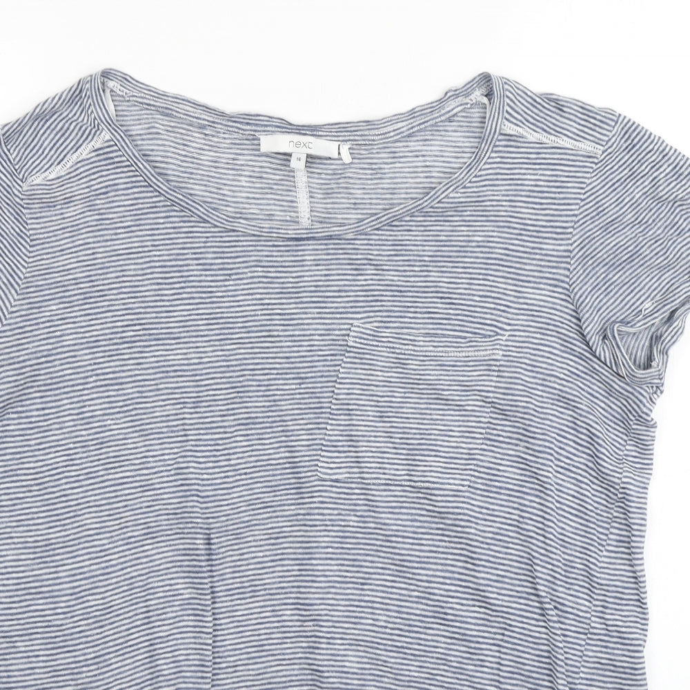 NEXT Womens Blue Striped  Basic T-Shirt Size 16