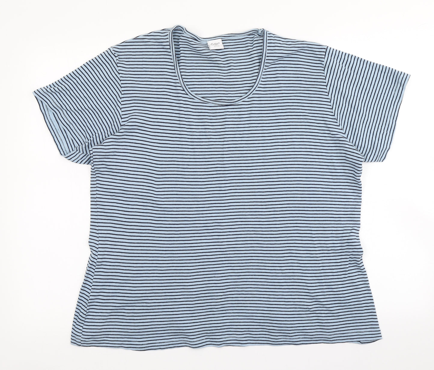 Cotton Traders Womens Blue Striped  Basic T-Shirt Size 22