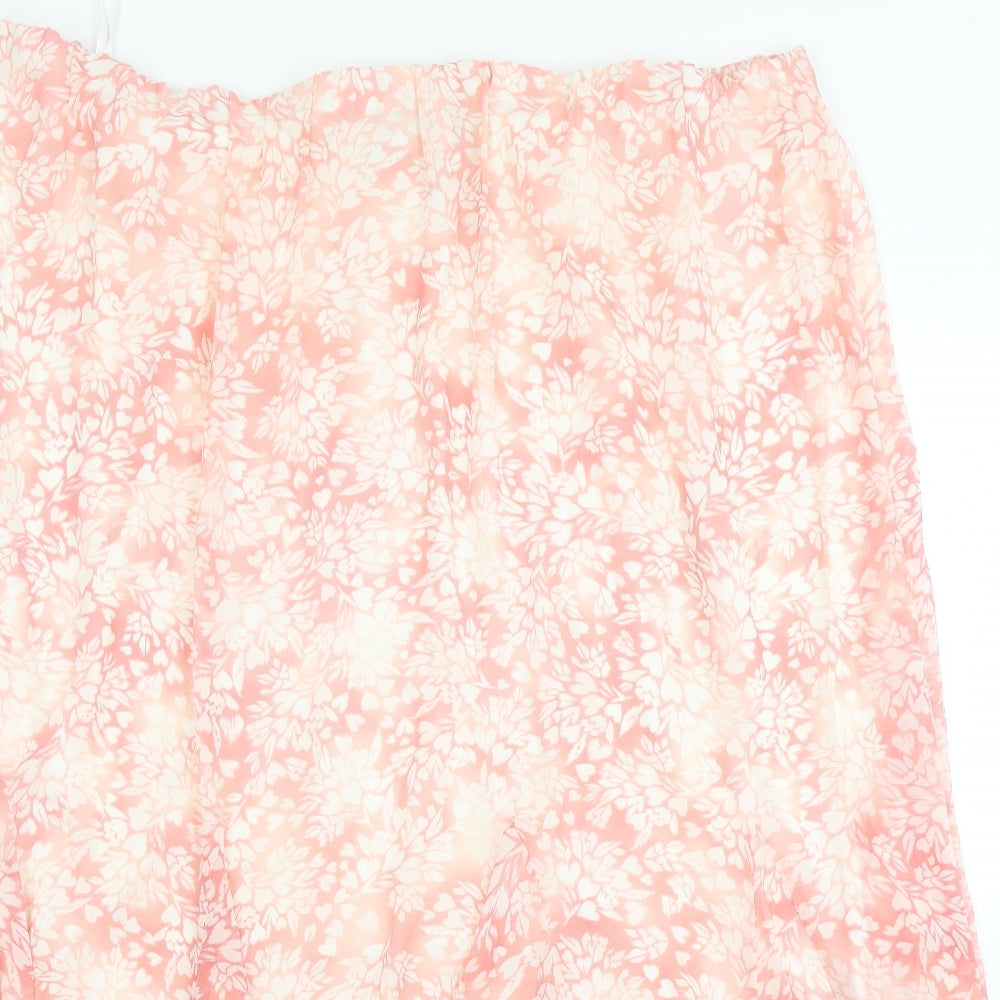 Nightingales Womens Pink Floral  Flare Skirt Size 26