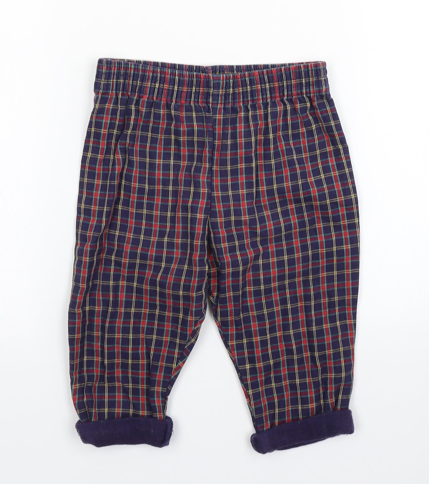 Childrens World Boys Blue Plaid  Capri Trousers Size 9-12 Months