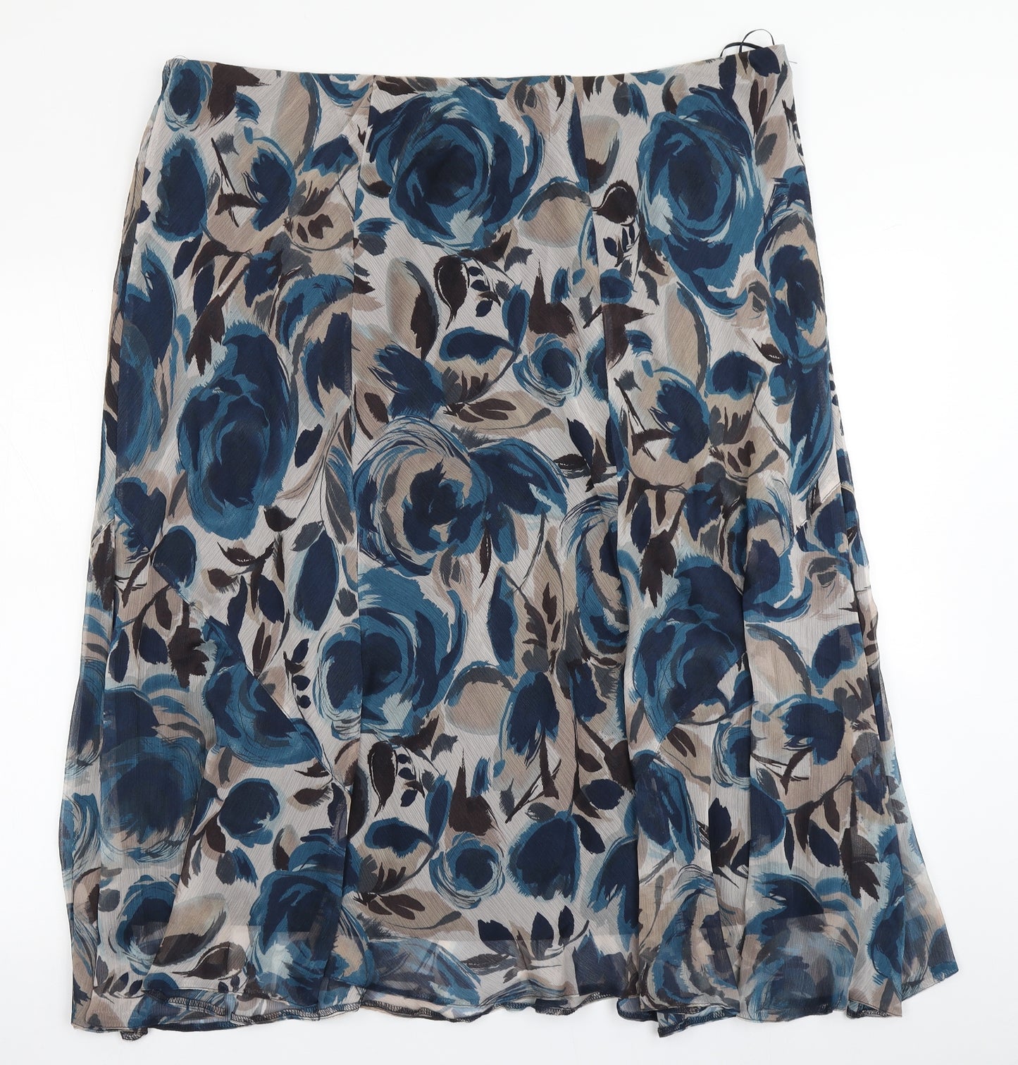 Nightingales Womens Blue Floral  Flare Skirt Size 24
