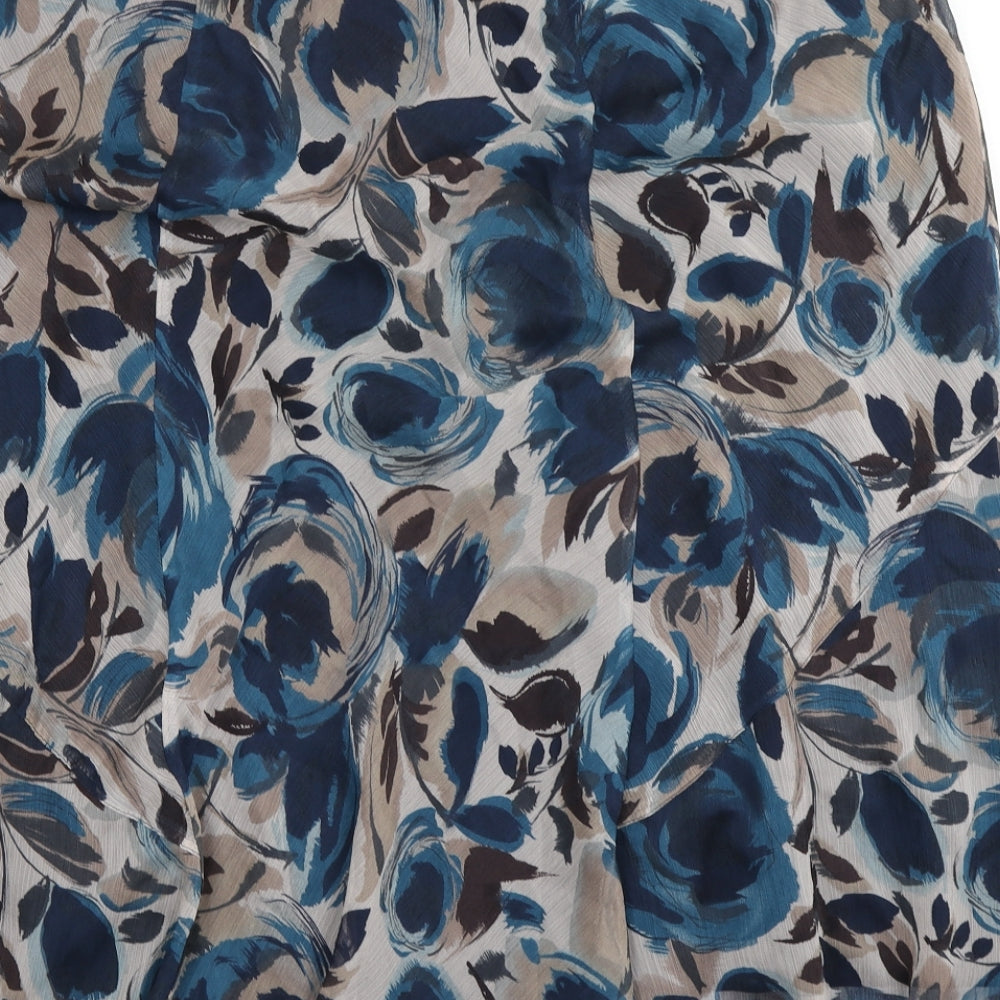 Nightingales Womens Blue Floral  Flare Skirt Size 24