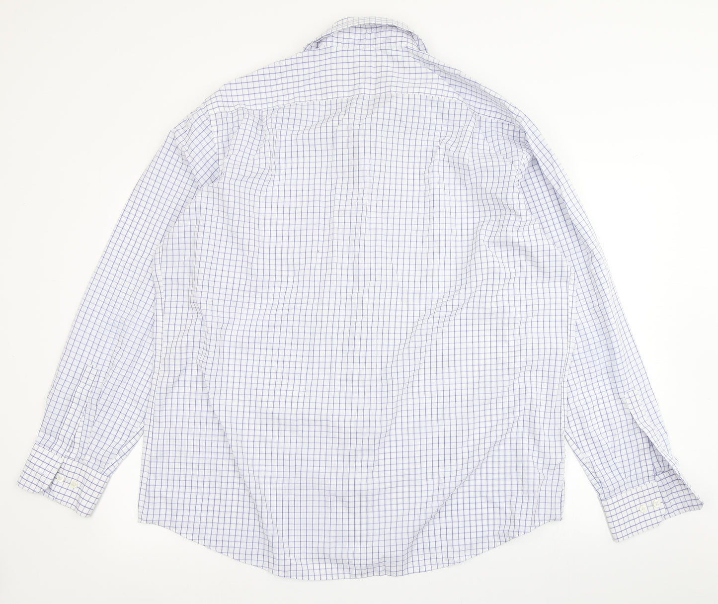 M&S Man Mens Blue Check   Button-Up Size 18