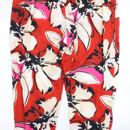 F&F Womens Red Floral  Trousers  Size 18 L27 in