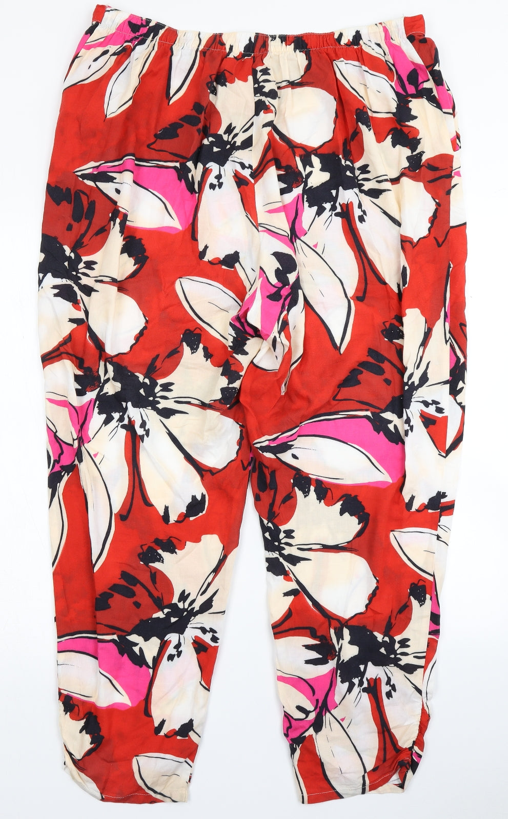 F&F Womens Red Floral  Trousers  Size 18 L27 in