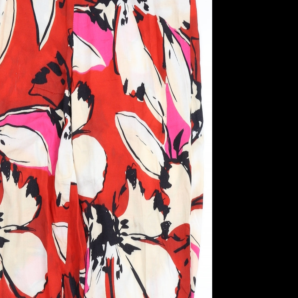 F&F Womens Red Floral  Trousers  Size 18 L27 in