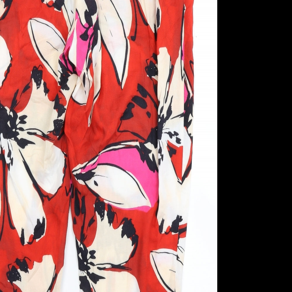 F&F Womens Red Floral  Trousers  Size 18 L27 in