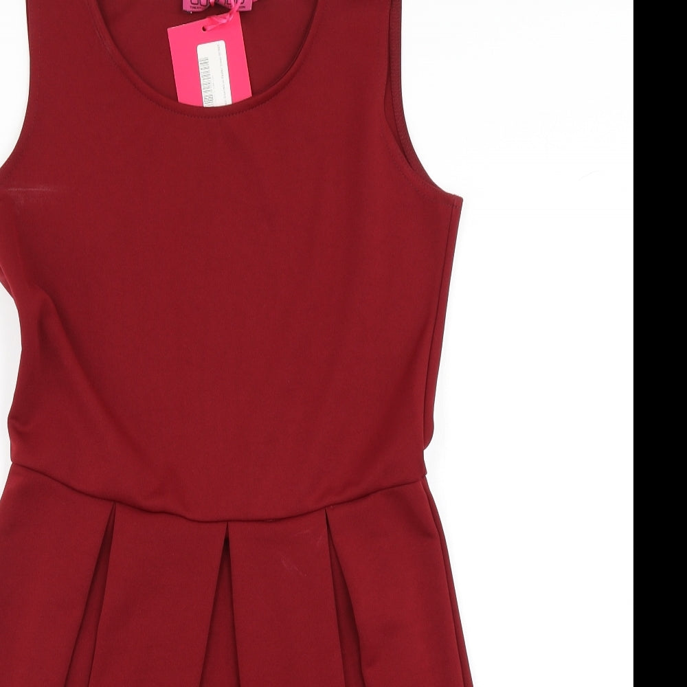 Boohoo Womens Red   Skater Dress  Size 12