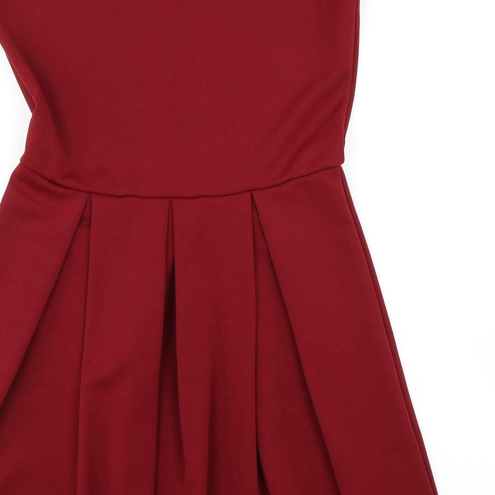 Boohoo Womens Red   Skater Dress  Size 12