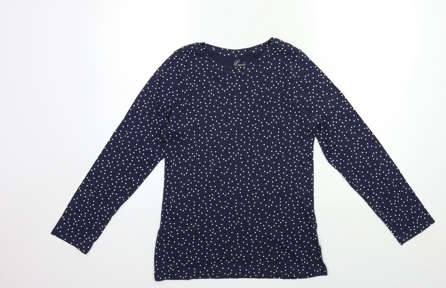 Peacocks Womens Blue Polka Dot  Basic T-Shirt Size 16