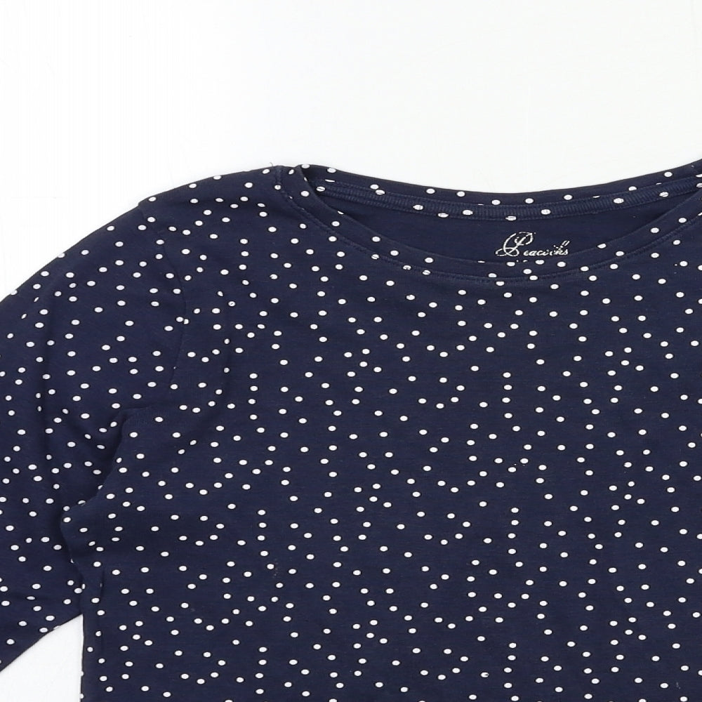 Peacocks Womens Blue Polka Dot  Basic T-Shirt Size 16