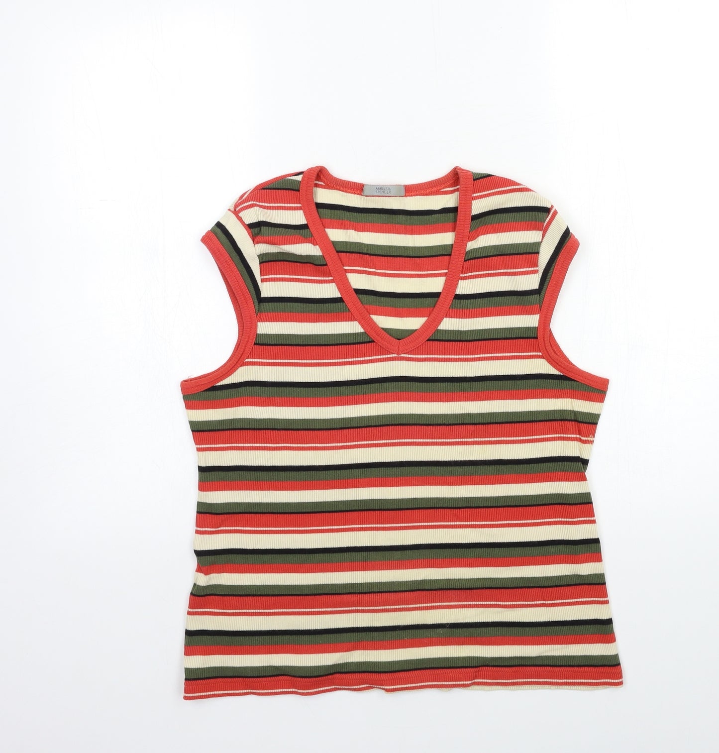 Marks and Spencer Womens Pink Striped  Basic T-Shirt Size 18