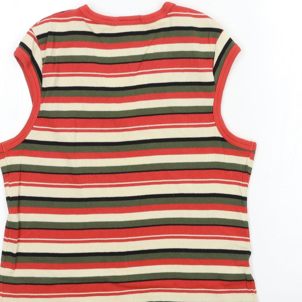 Marks and Spencer Womens Pink Striped  Basic T-Shirt Size 18