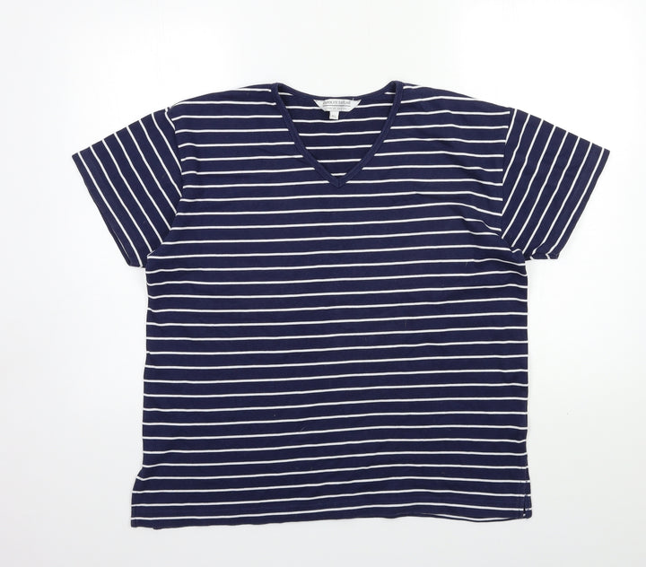 Carolyn Taylor Womens Blue Striped  Basic T-Shirt Size M