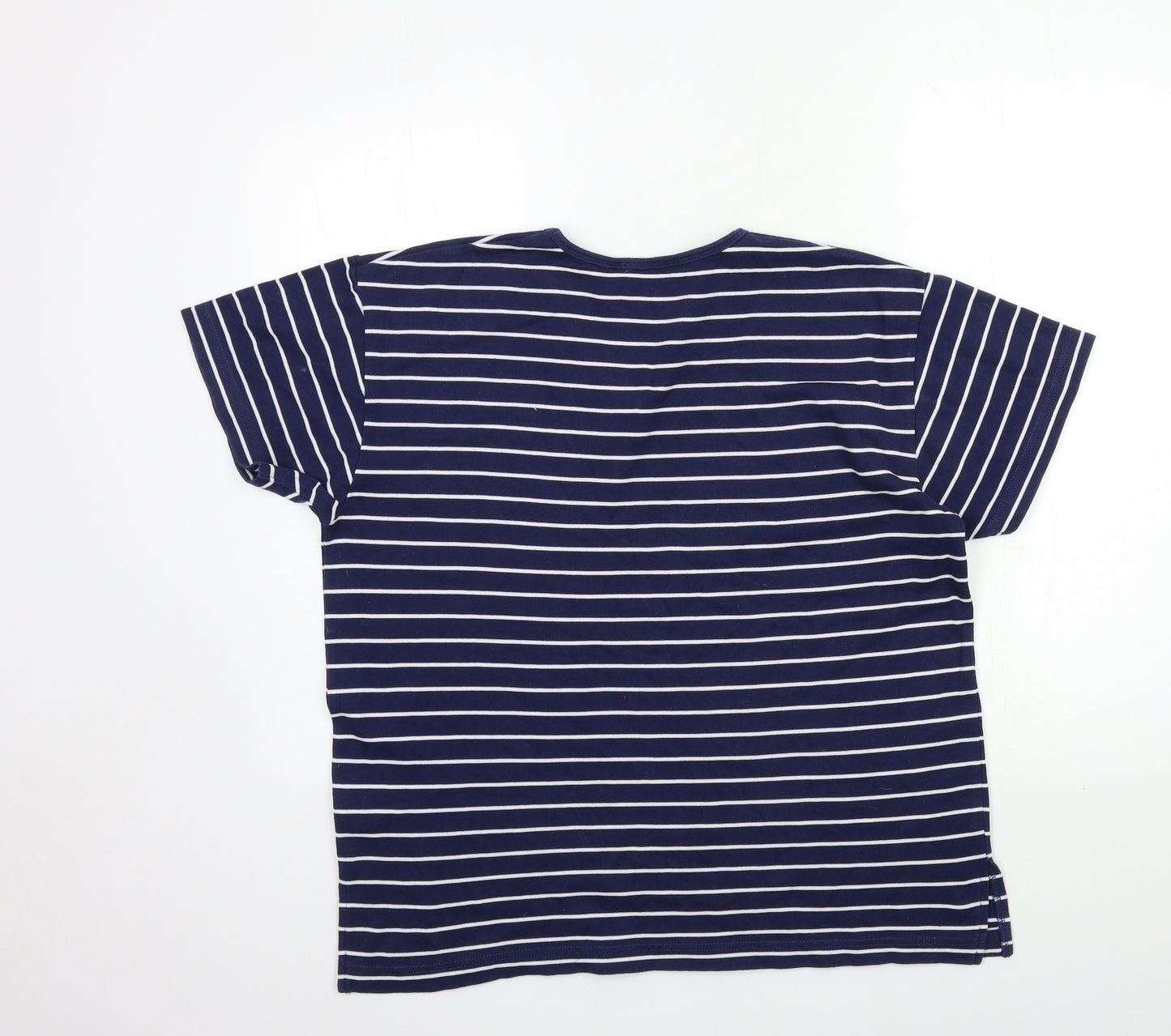 Carolyn Taylor Womens Blue Striped  Basic T-Shirt Size M