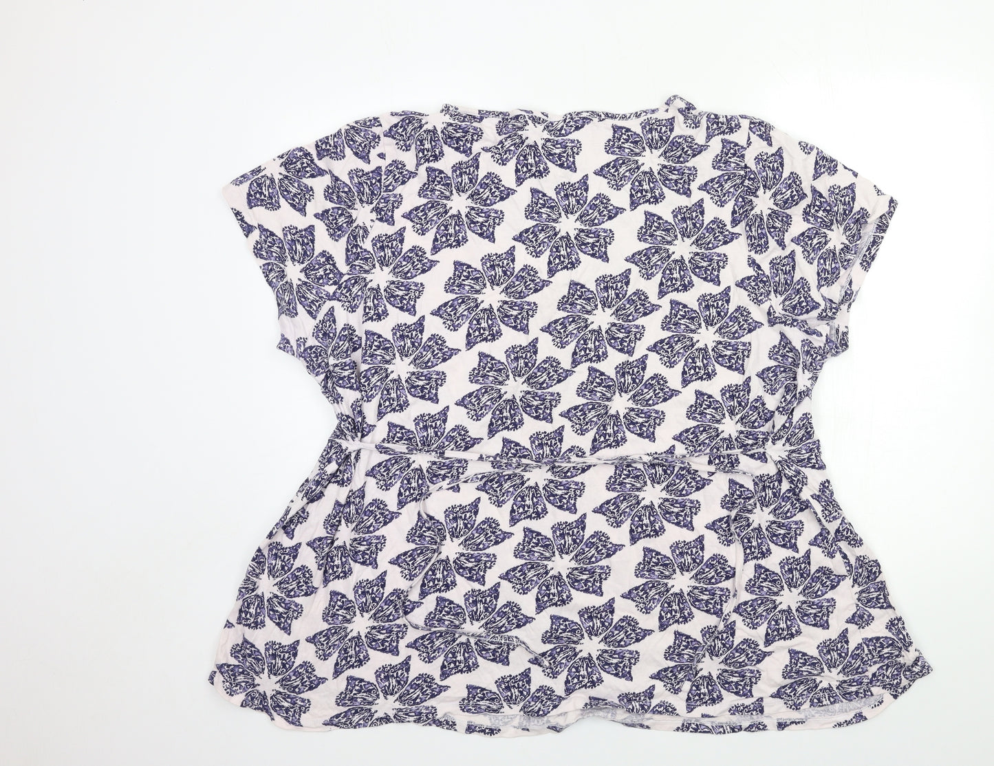 Evans Womens Blue Floral  Basic T-Shirt Size 26