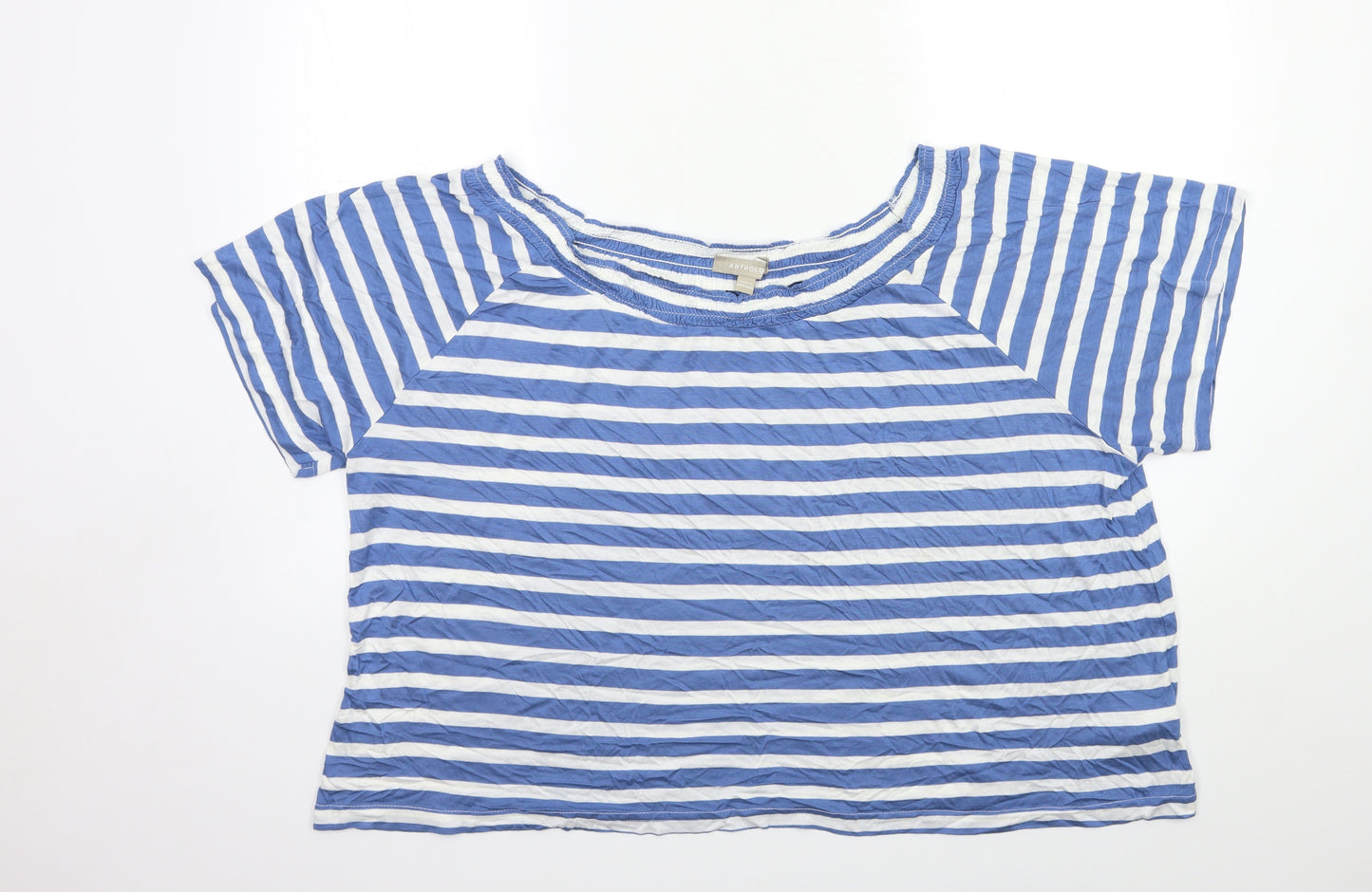 Anthology Womens Blue Striped  Basic T-Shirt Size 28