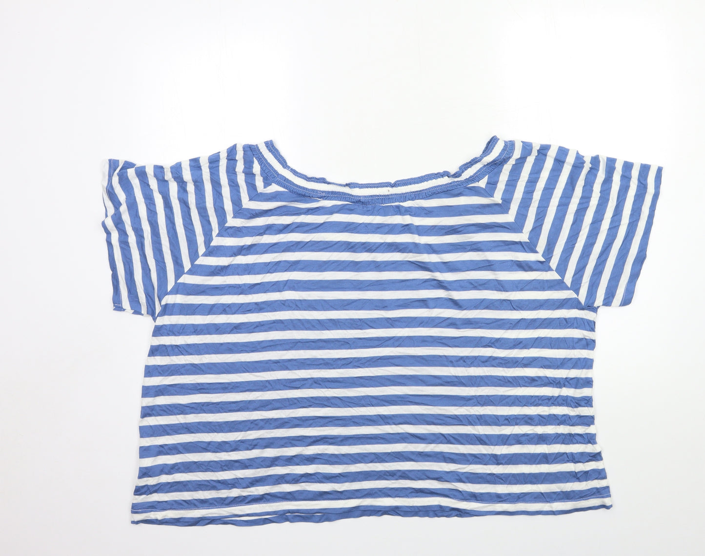 Anthology Womens Blue Striped  Basic T-Shirt Size 28