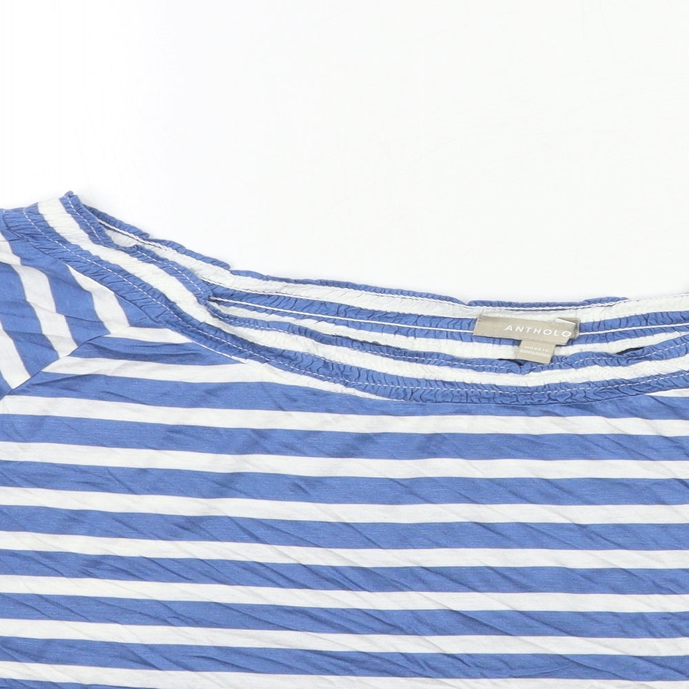 Anthology Womens Blue Striped  Basic T-Shirt Size 28