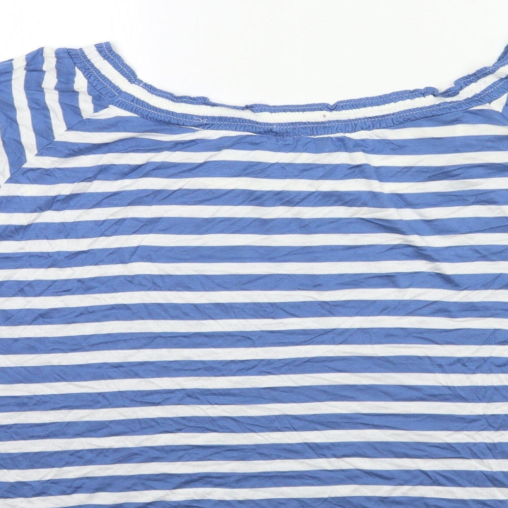 Anthology Womens Blue Striped  Basic T-Shirt Size 28