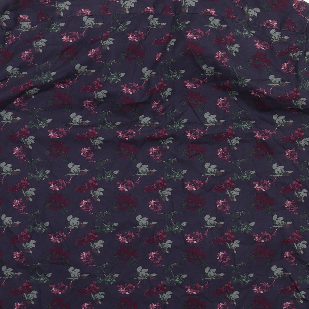 George Mens Blue Floral   Dress Shirt Size 2XL