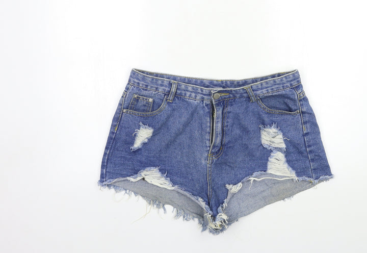 Preworn Womens Blue Denim Hot Pants Shorts Size L