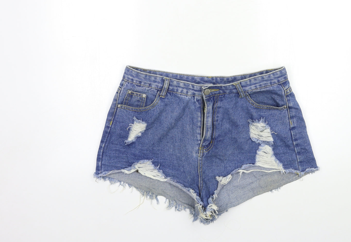 Preworn Womens Blue  Denim Hot Pants Shorts Size L