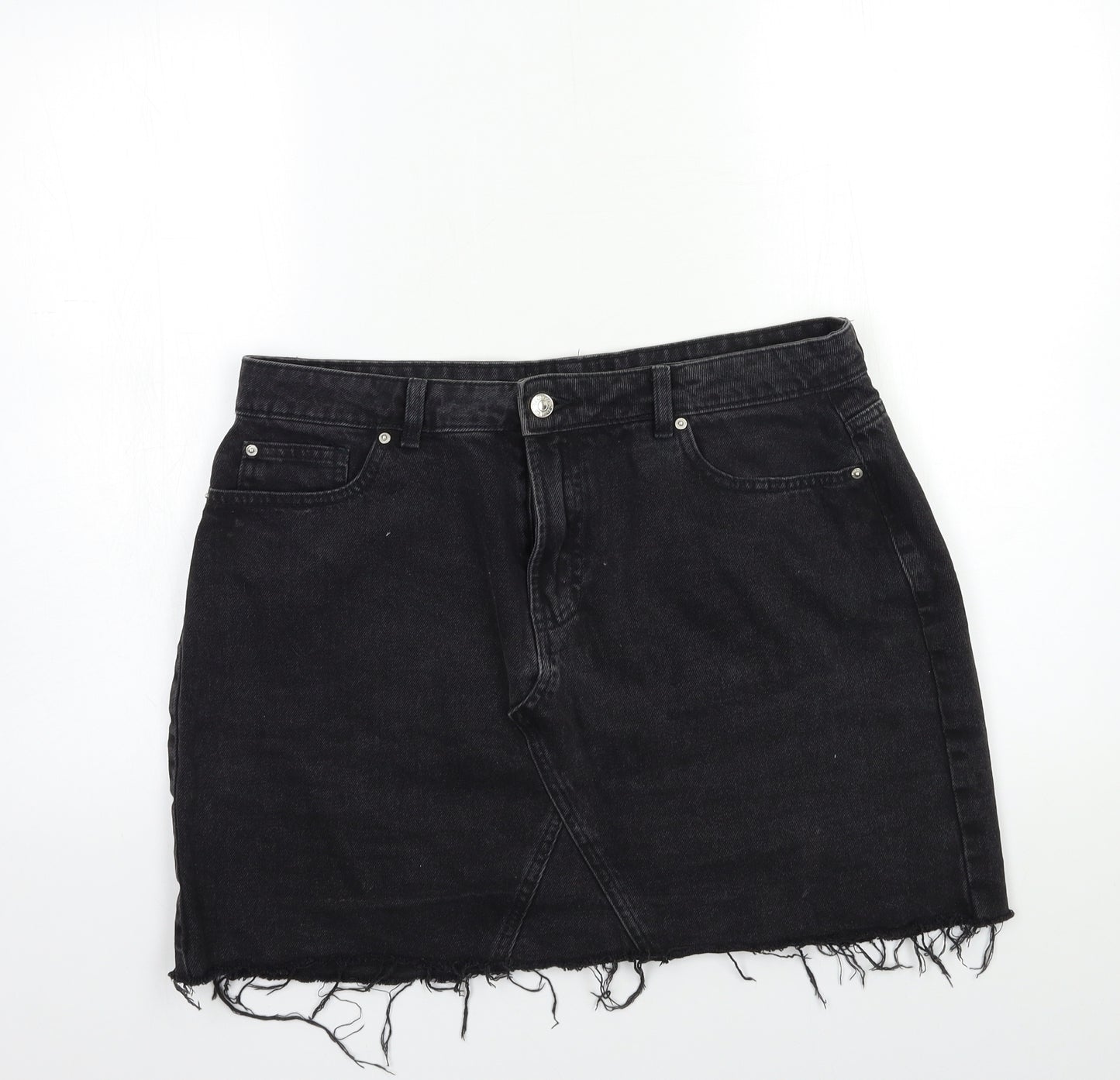 Denim & Co. Womens Black  Denim Mini Skirt Size 16