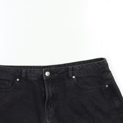 Denim & Co. Womens Black  Denim Mini Skirt Size 16
