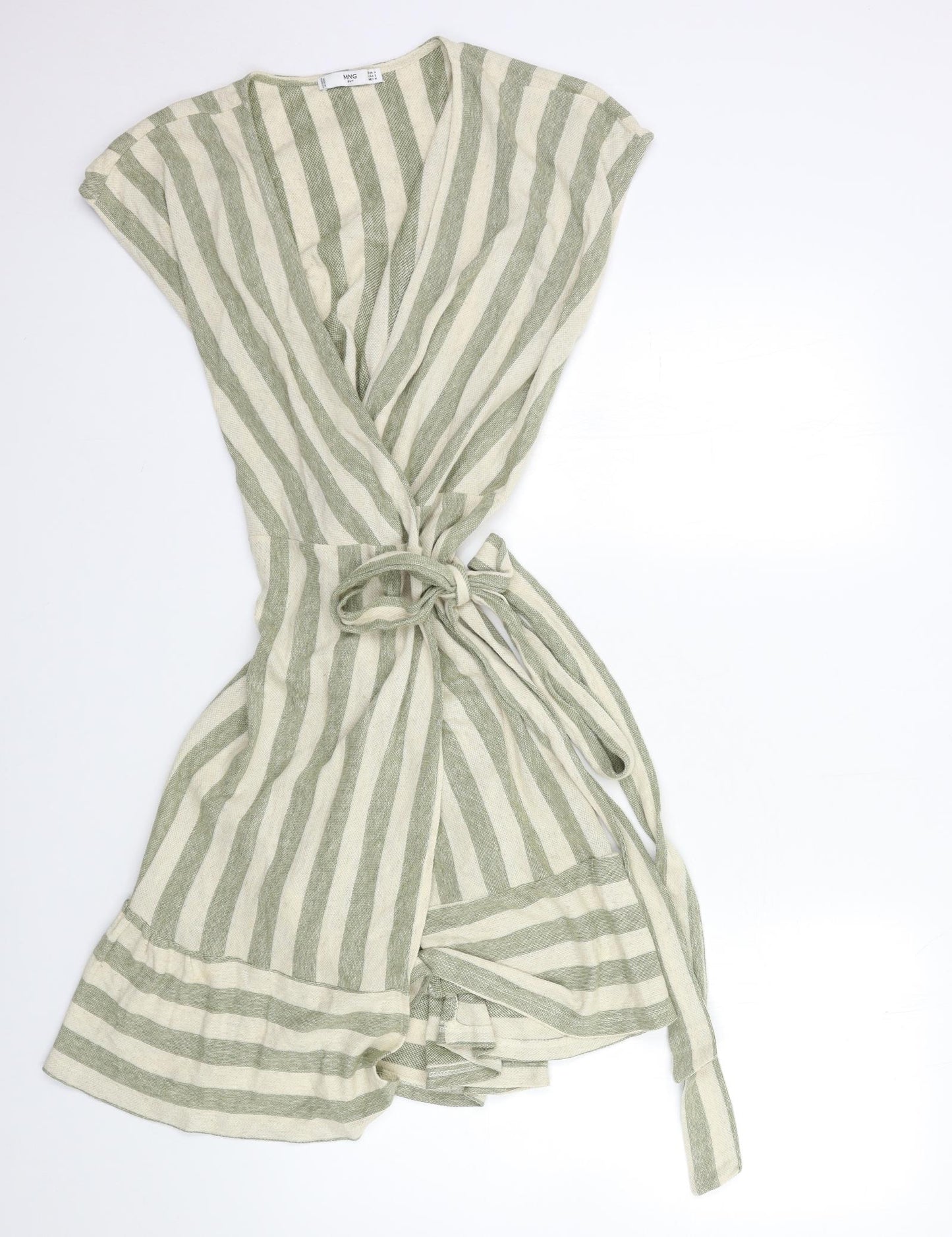 Mango Womens Green Striped  Wrap Dress  Size M
