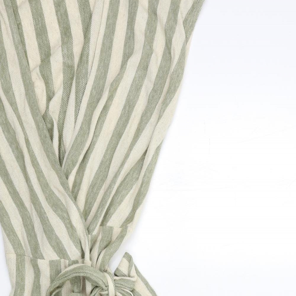 Mango Womens Green Striped  Wrap Dress  Size M