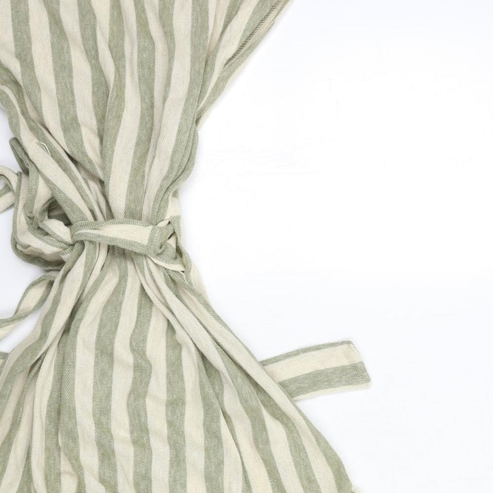 Mango Womens Green Striped  Wrap Dress  Size M