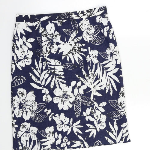 Preworn Womens Blue Floral  Straight & Pencil Skirt Size 30 in