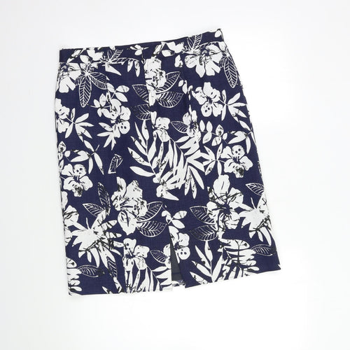 Preworn Womens Blue Floral  Straight & Pencil Skirt Size 30 in