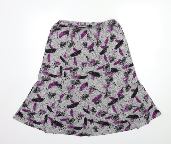 Amber Womens Grey Floral  A-Line Skirt Size 12