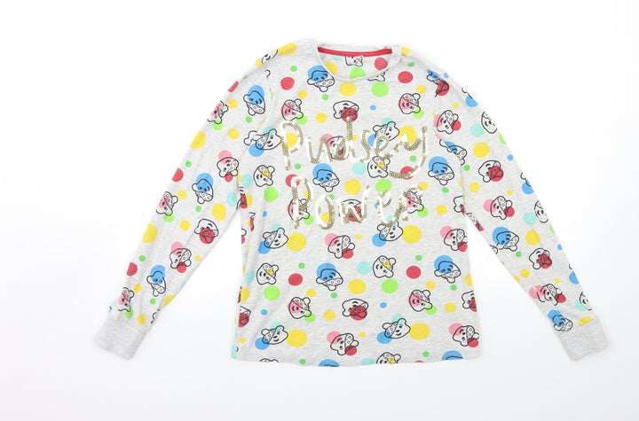 George Girls Grey Polka Dot  Basic T-Shirt Size 13-14 Years  - pudsey