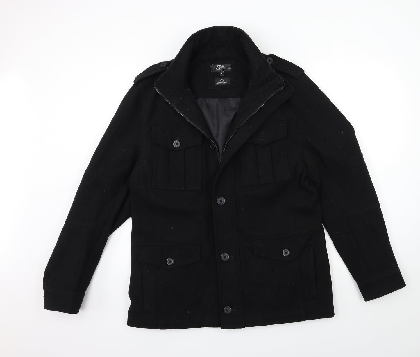NEXT Mens Black   Overcoat Coat Size M