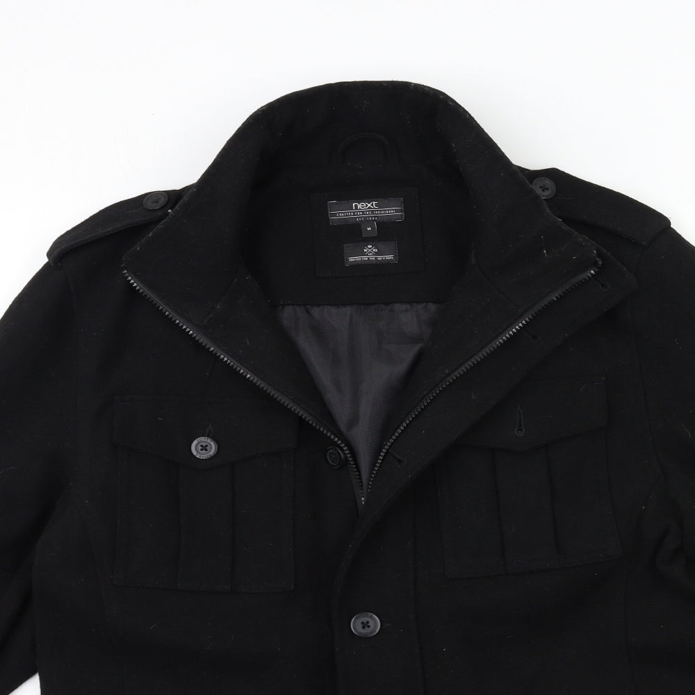 NEXT Mens Black   Overcoat Coat Size M