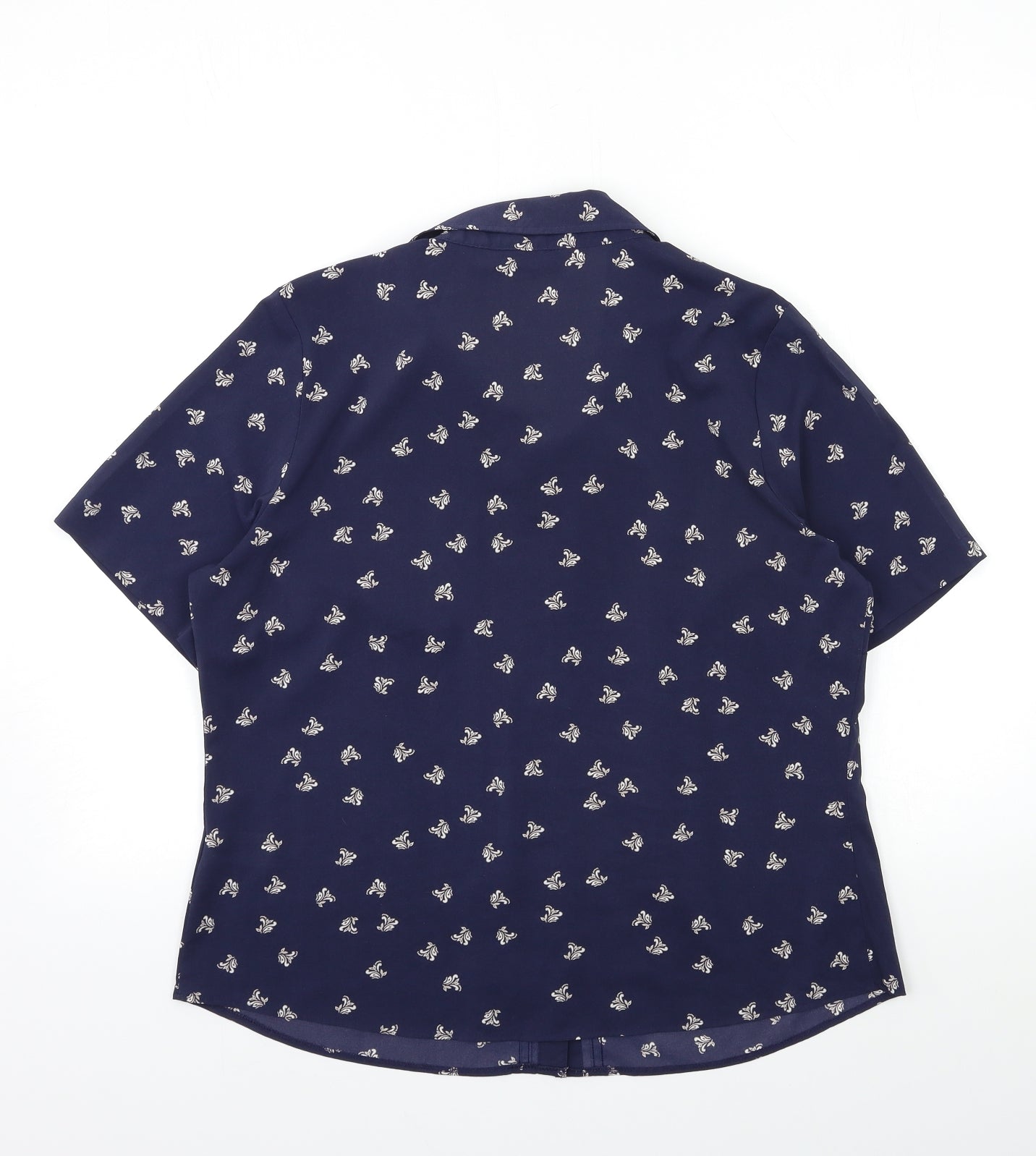 Marks and Spencer Womens Blue Geometric  Basic Button-Up Size 14
