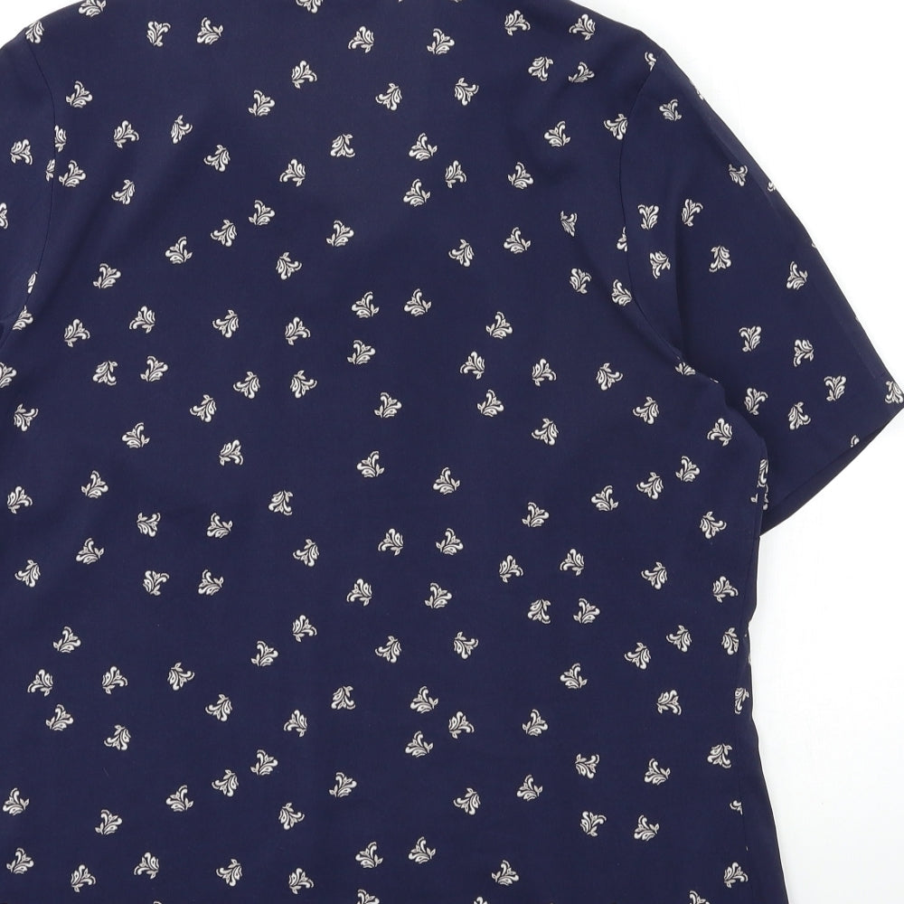 Marks and Spencer Womens Blue Geometric  Basic Button-Up Size 14