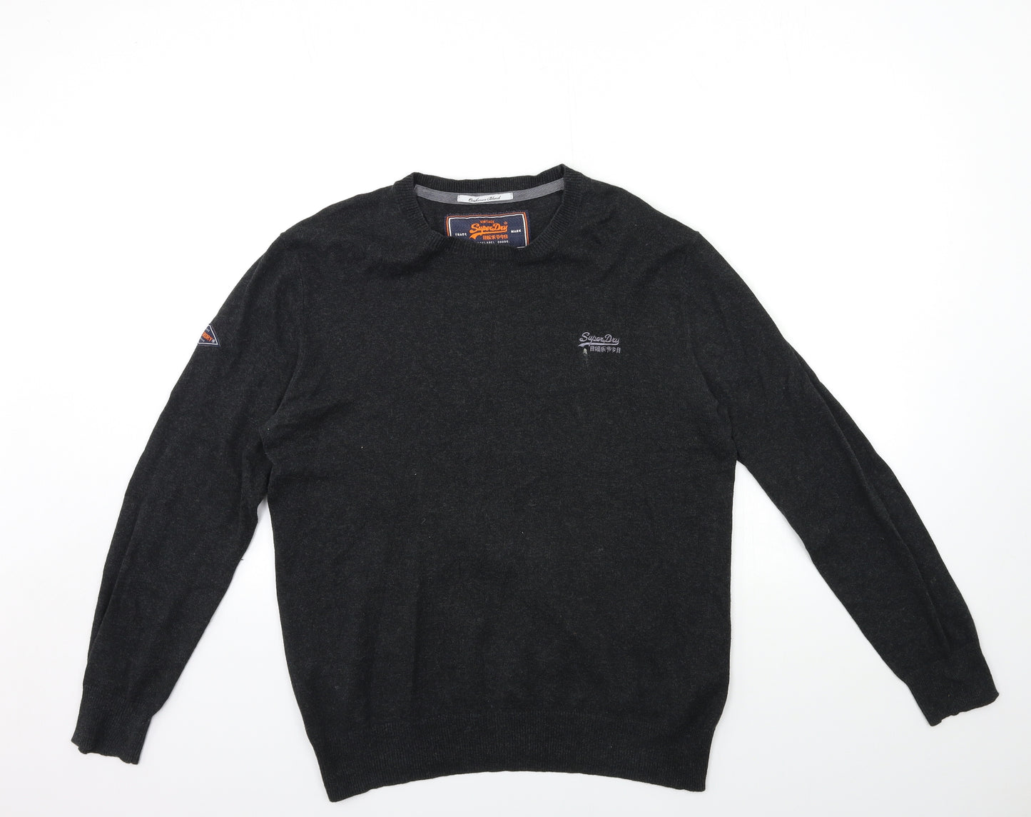 Superdry Mens Grey  Knit Pullover Jumper Size L