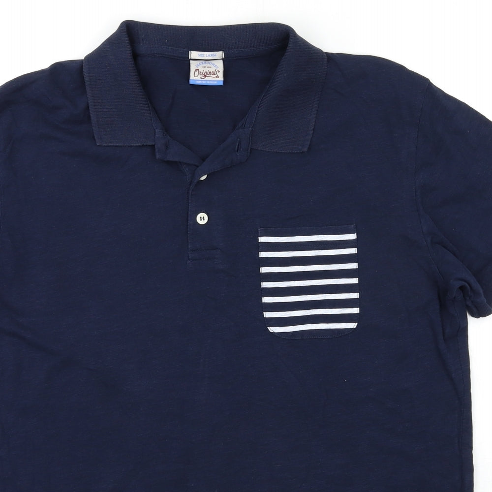 JACK & JONES Mens Blue    Polo Size L