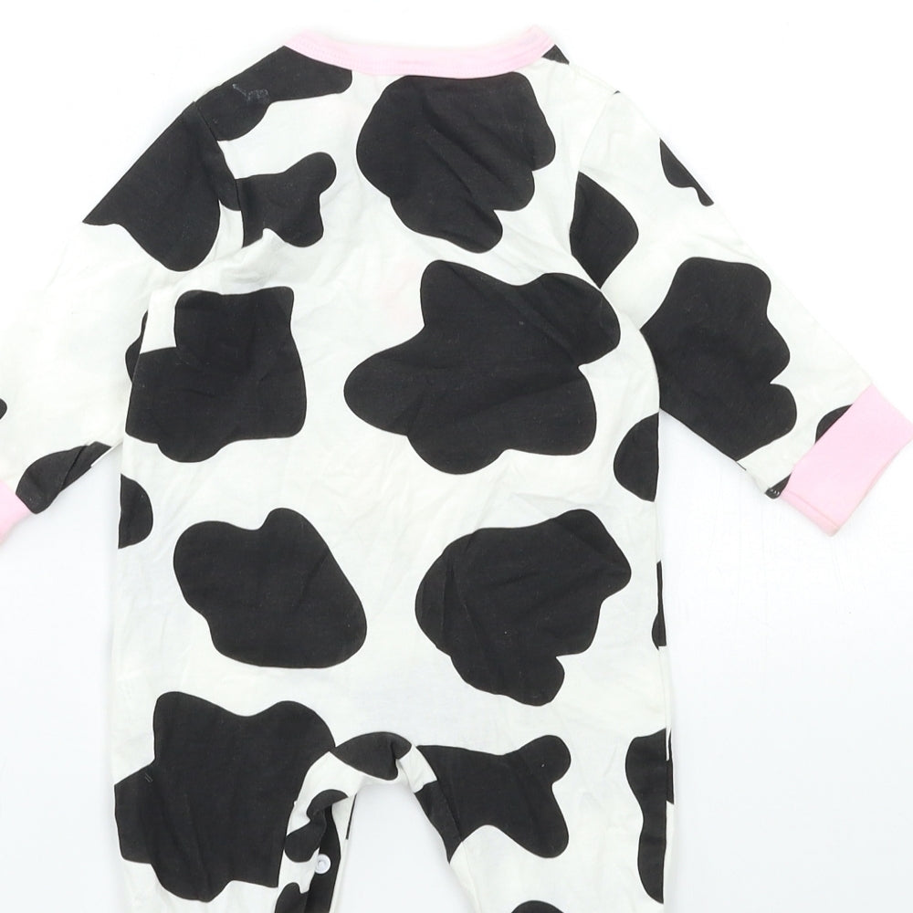 Preworn Baby Black Animal Print  Babygrow One-Piece Size 0-3 Months  - COW