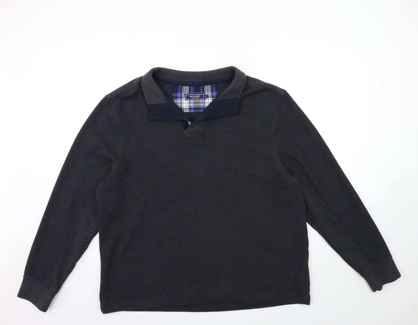 Maine Mens Grey  Knit Pullover Jumper Size L