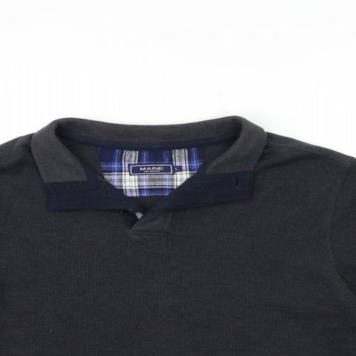 Maine Mens Grey  Knit Pullover Jumper Size L