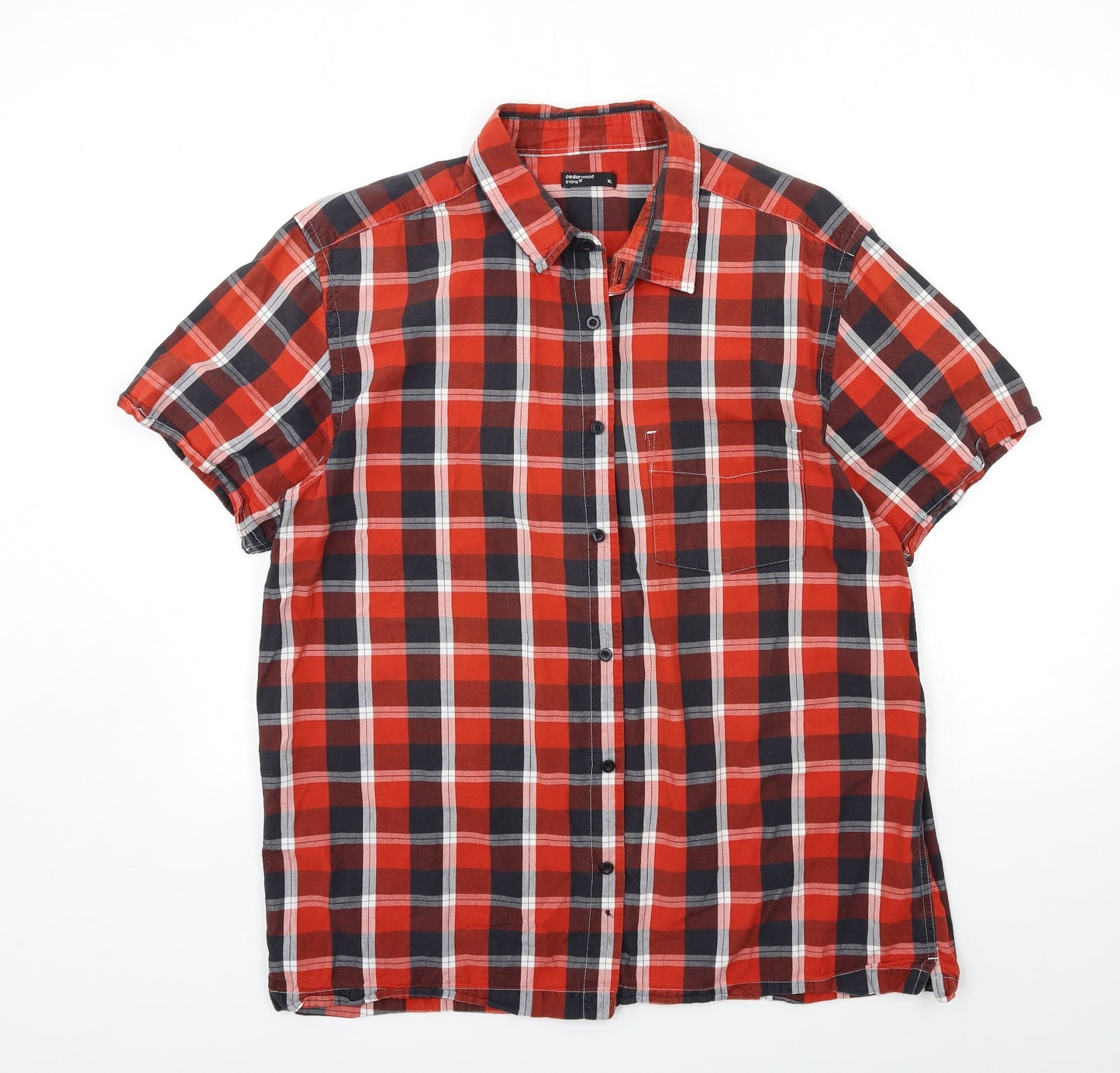Cedar Wood State Mens Red Check   Button-Up Size XL