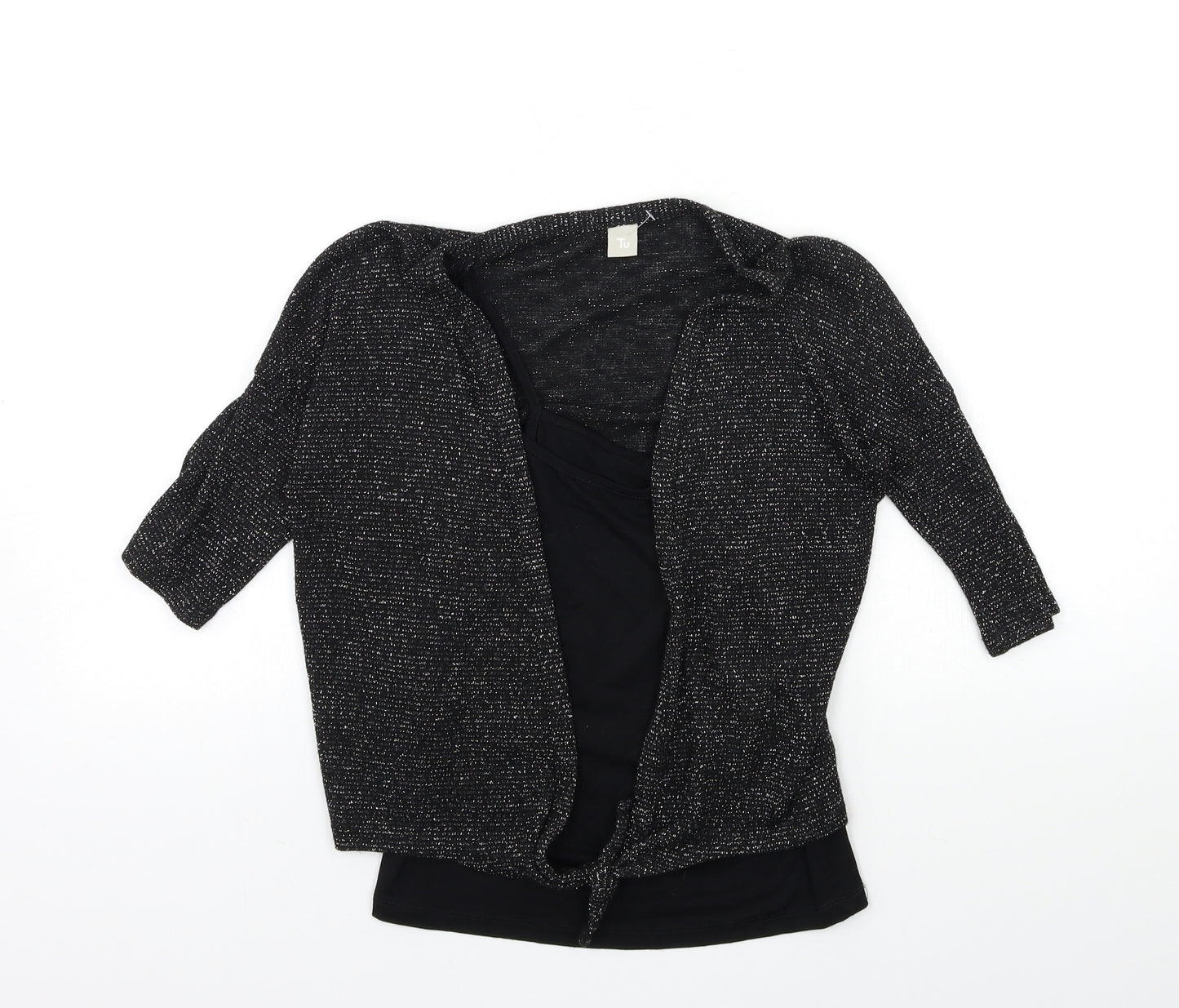 TU Girls Black  Knit Cardigan Jumper Size 10 Years