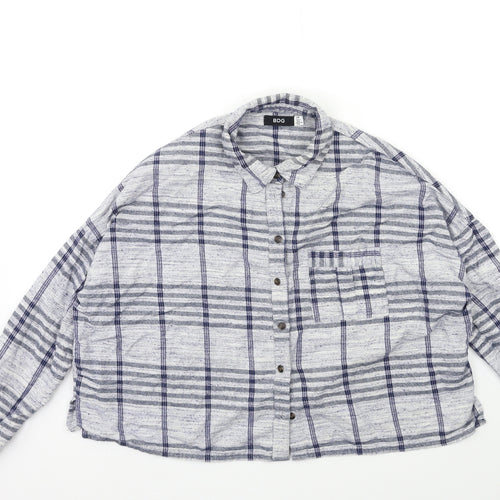 BDG Womens Blue Check  Basic Button-Up Size S