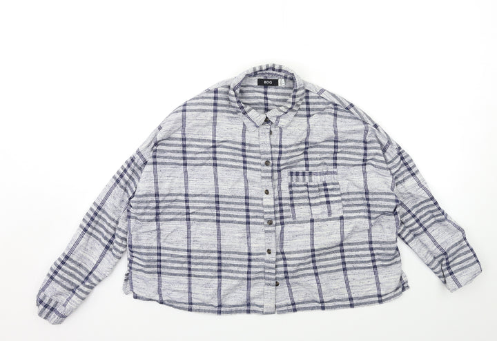 BDG Womens Blue Check Basic Button-Up Size S
